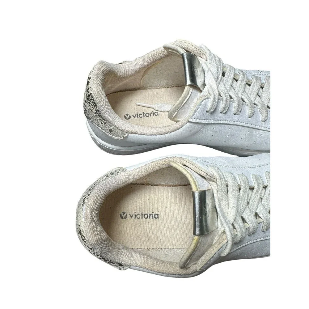 Victoria Shoes Womens EUR 38 US 7 White Low Top Lace Up Athletic Sneakers #S30-4